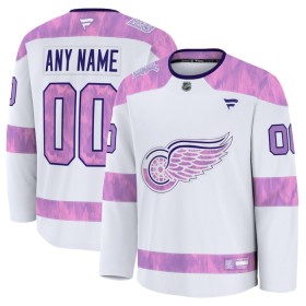 Maillot de Hockey Detroit Red Wings Personnaliser Fanatics Hockey Fights Cancer Practice 2024-25 Blanc - Homme